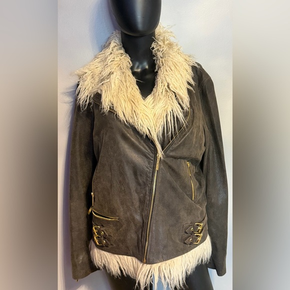 True Religion Jackets & Blazers - True Religion Brown and Cream Leather Jacket